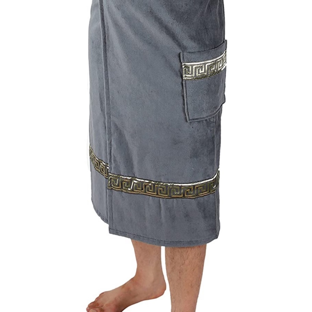 Greek Key Grey Gold Soft Velcro Waist Towel